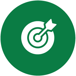 a green icon with a white target. There is an arrow hitting the center target.